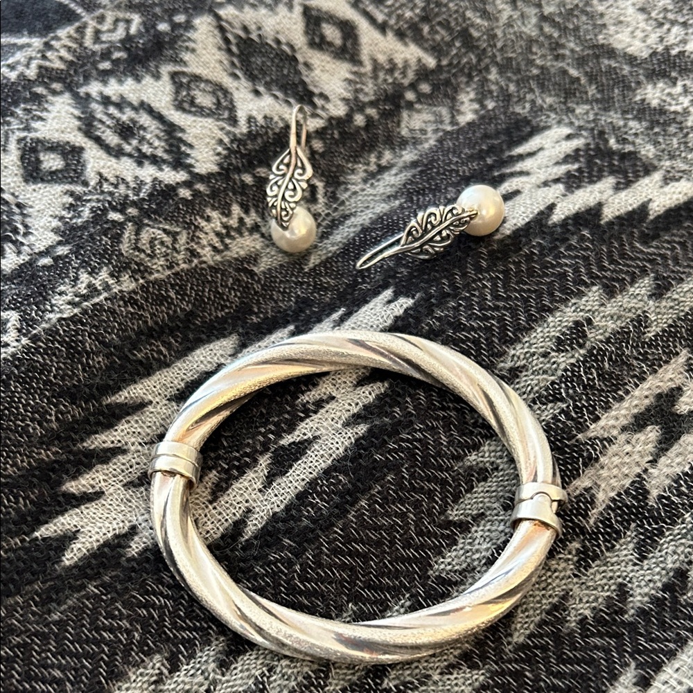 Sterling Bracelet and Pearl Earrings